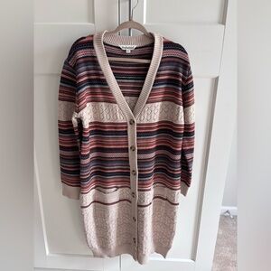 Three Bird Nest - Long Striped Knit Cardigan Sweater